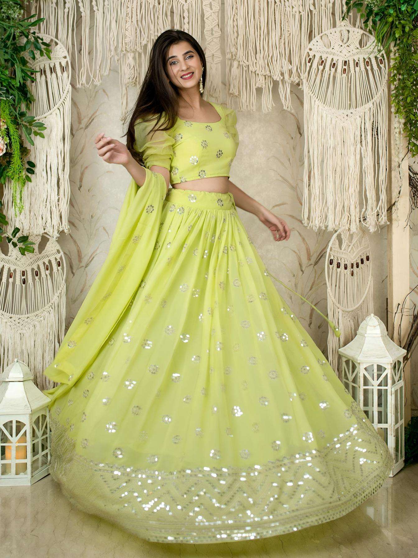 zeel clothing 15060 Georgette Multiple Sequins and Zari Embroidery Work lehenga
