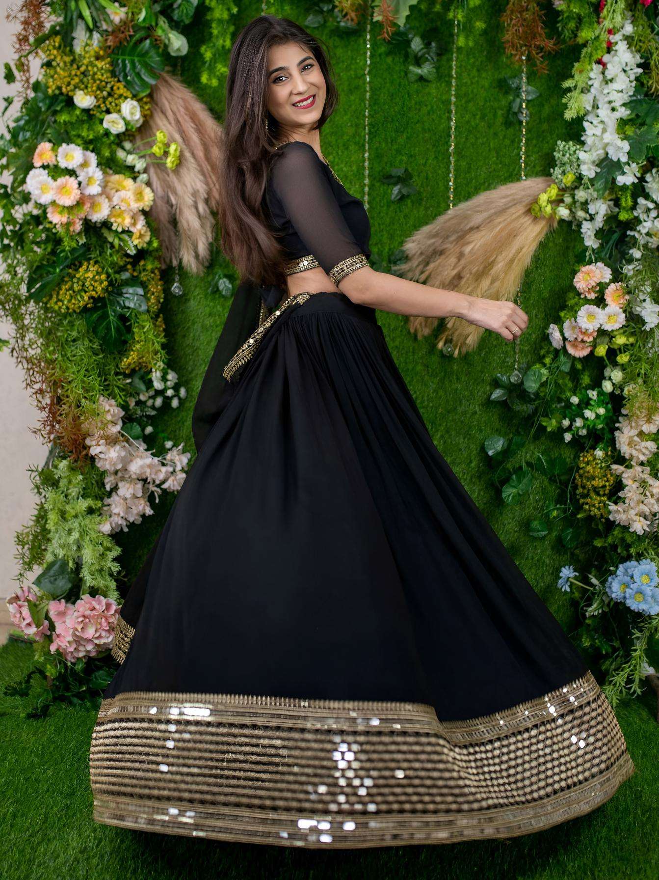 zeel clothing 15061 Georgette Multiple Sequins and Zari Embroidery Work lehenga