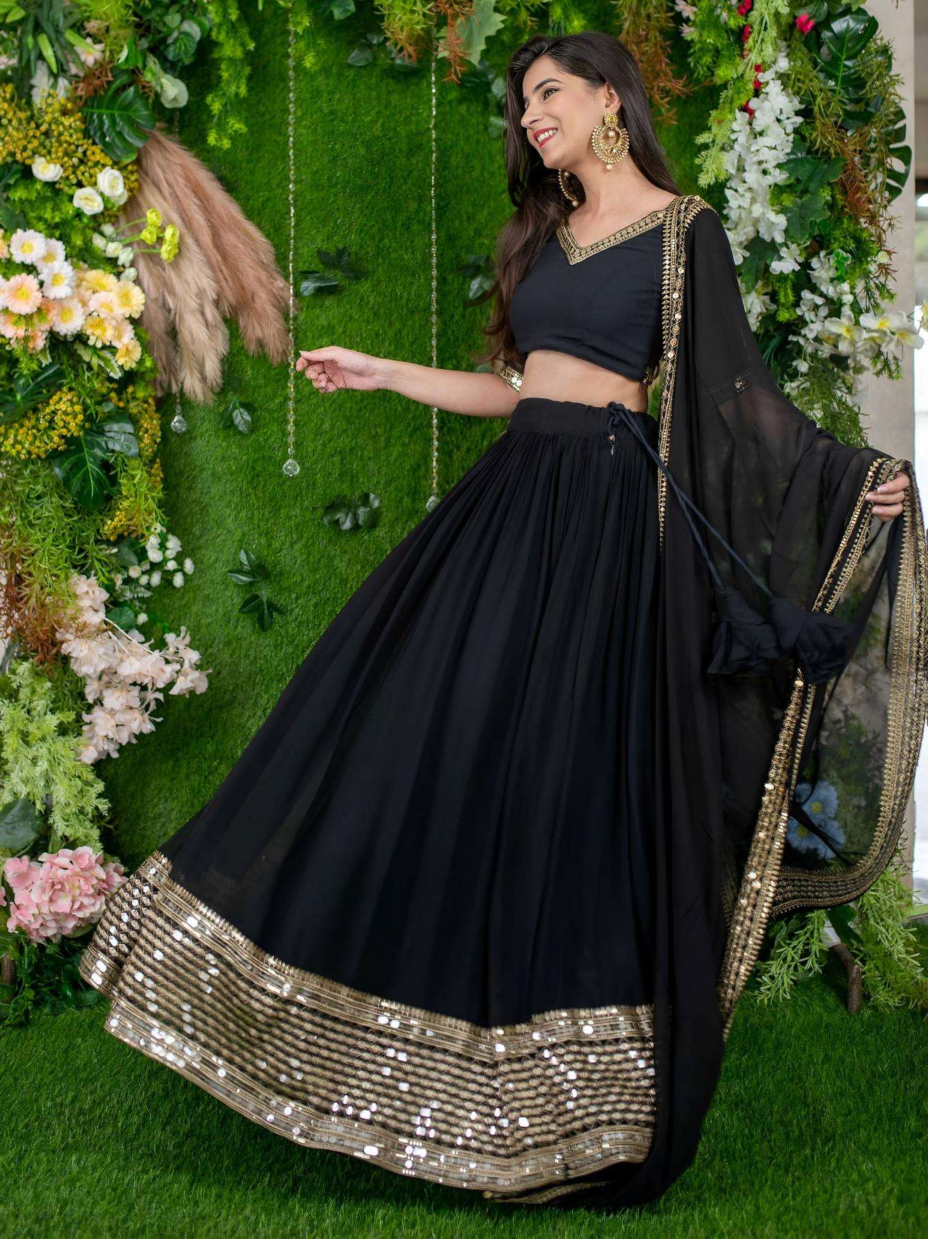 zeel clothing 15061 Georgette Multiple Sequins and Zari Embroidery Work lehenga