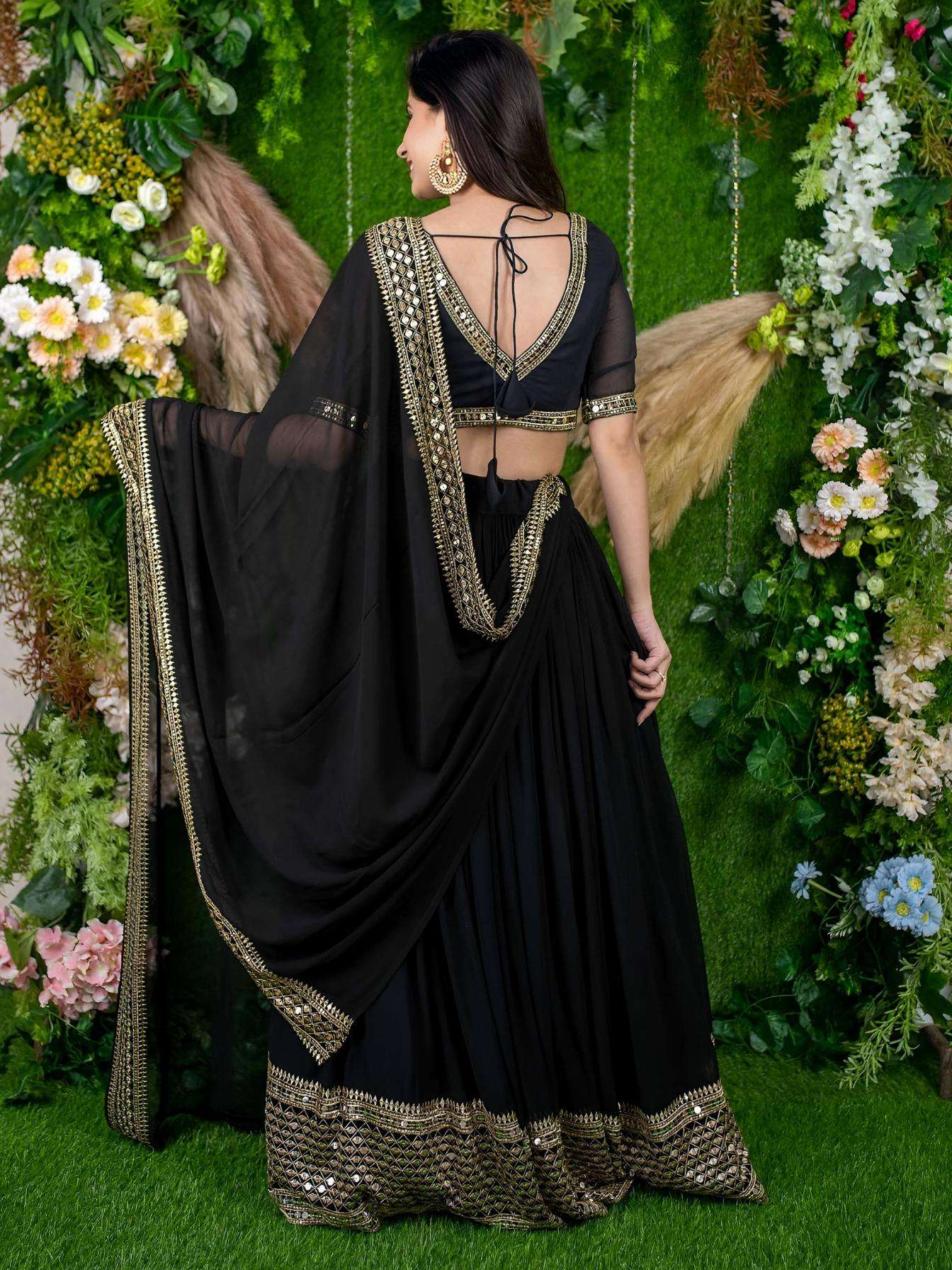 zeel clothing 15061 Georgette Multiple Sequins and Zari Embroidery Work lehenga