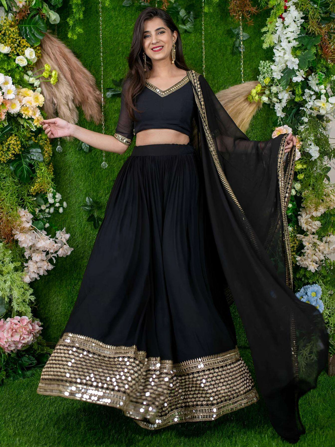 zeel clothing 15061 Georgette Multiple Sequins and Zari Embroidery Work lehenga