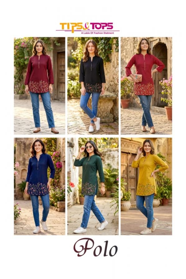tips & tops polo series 6021-6026 rayon short kurtis for women