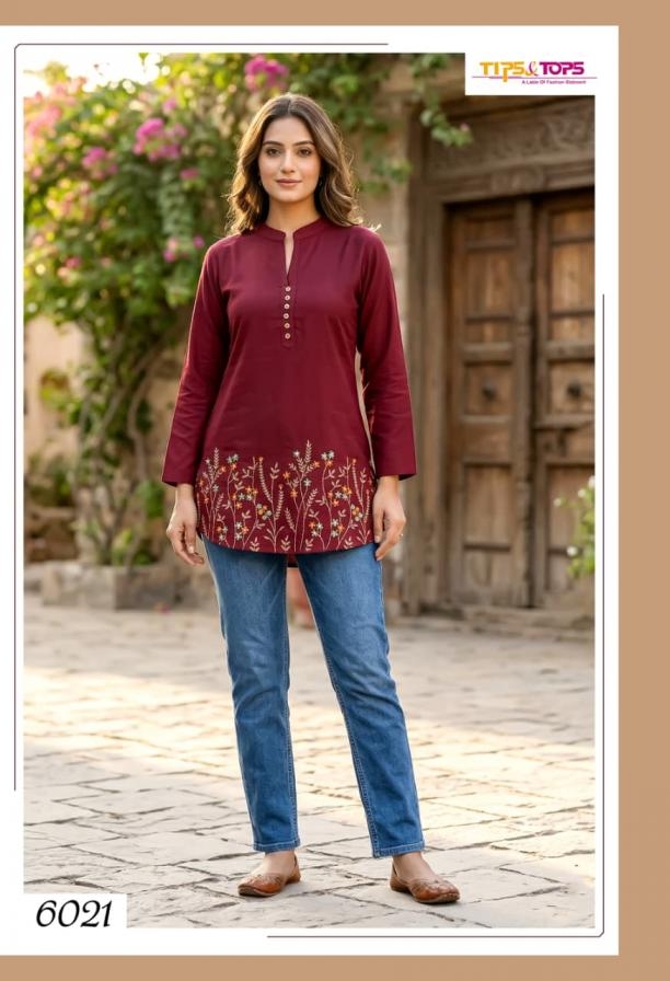 tips & tops polo series 6021-6026 rayon short kurtis for women
