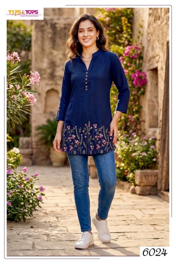 tips & tops polo series 6021-6026 rayon short kurtis for women