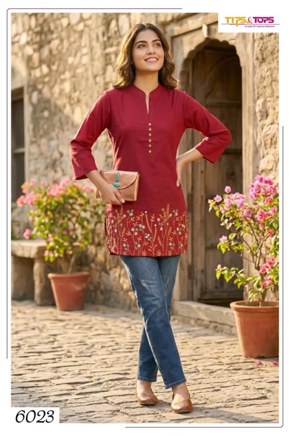 tips & tops polo series 6021-6026 rayon short kurtis for women